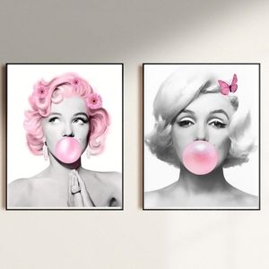 Marilyn Monroe Framed Pink Bubble gum Art Set  quality prints 11x8.5
